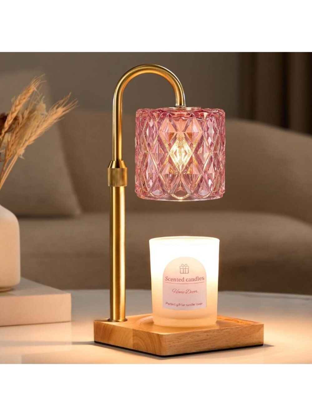 Stylish Pink Candle Warmer Lamp with Timer | Wax Melt Heater for Home Decor